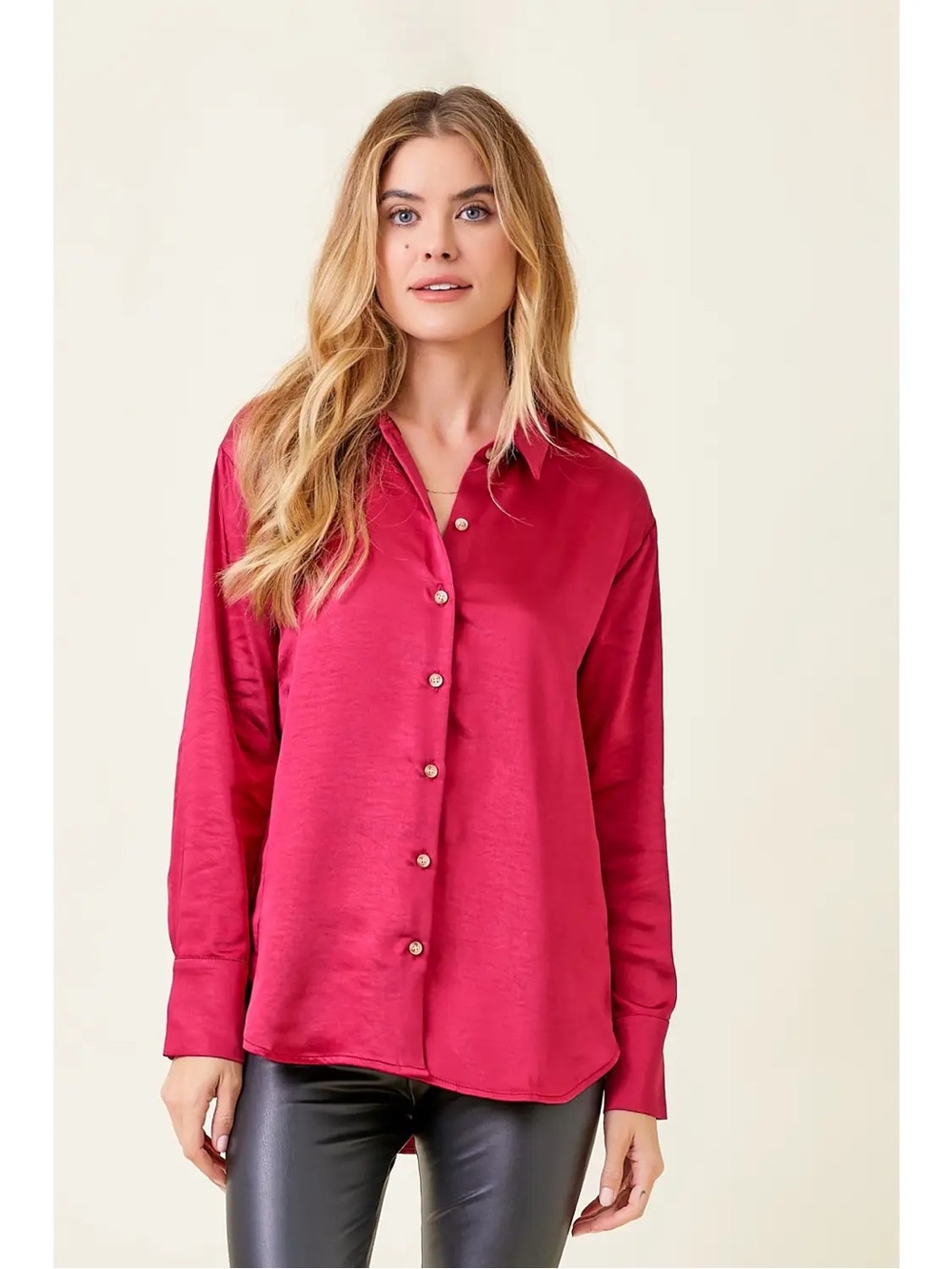 (634) Silky Relaxed Shirt Fushia - NWT